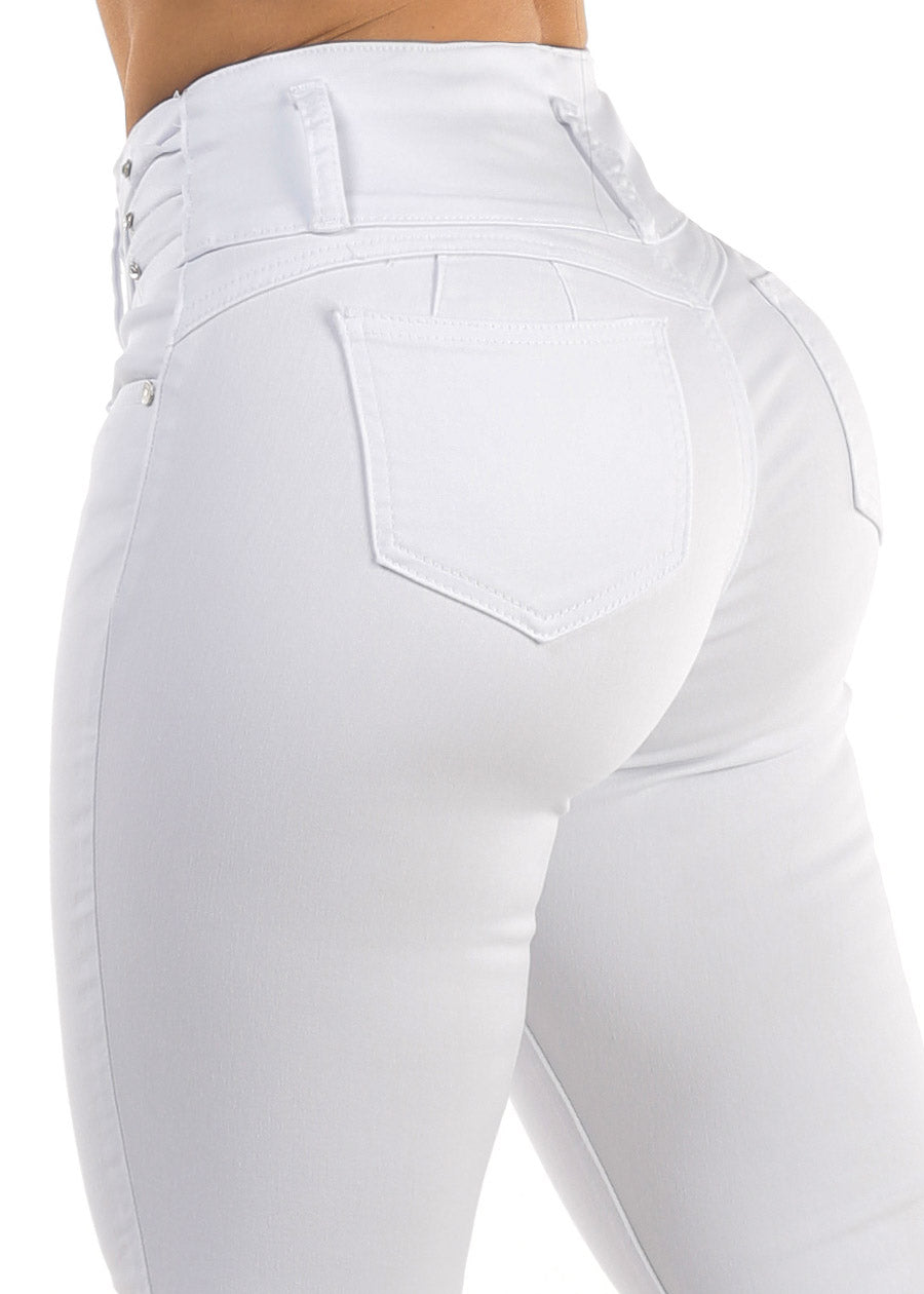 MX JEANS Levantacola High Waist White Stretch Skinny Jeans