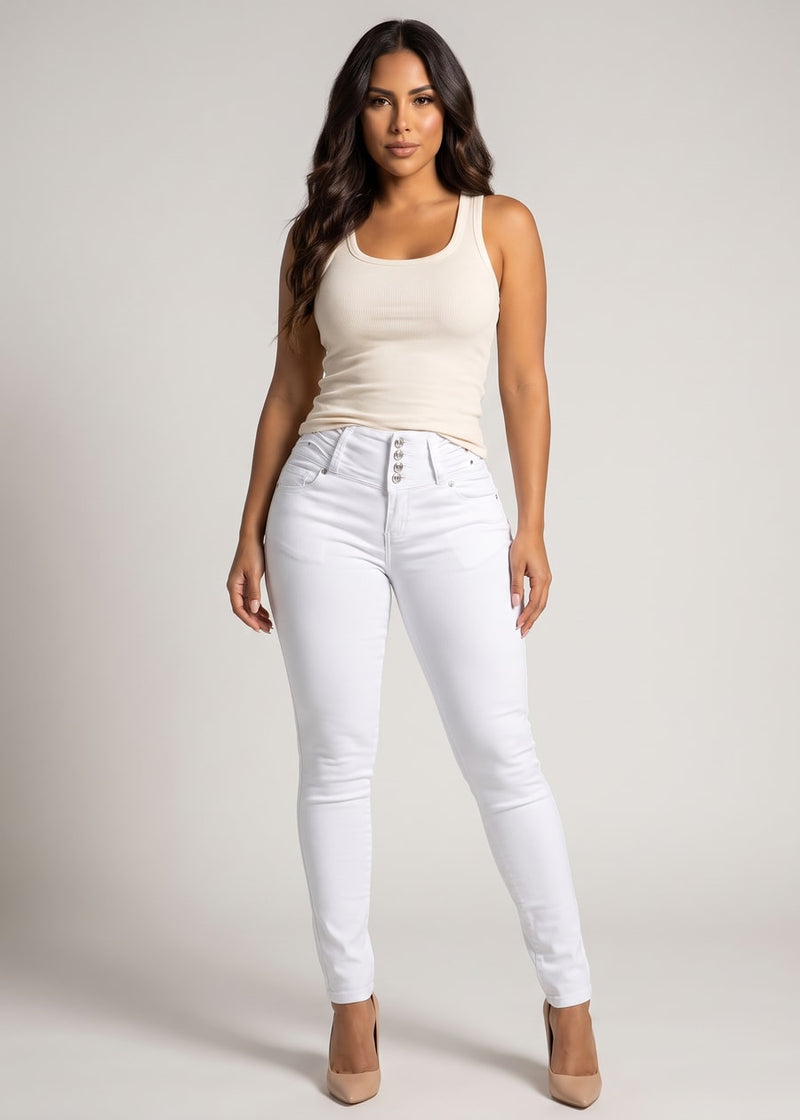 MX JEANS Levantacola High Waist White Stretch Skinny Jeans