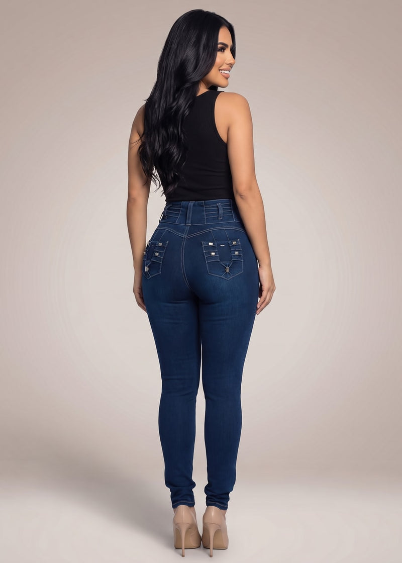 MX JEANS Levantacola Super High Waist Stretch Skinny Jeans Dark Wash