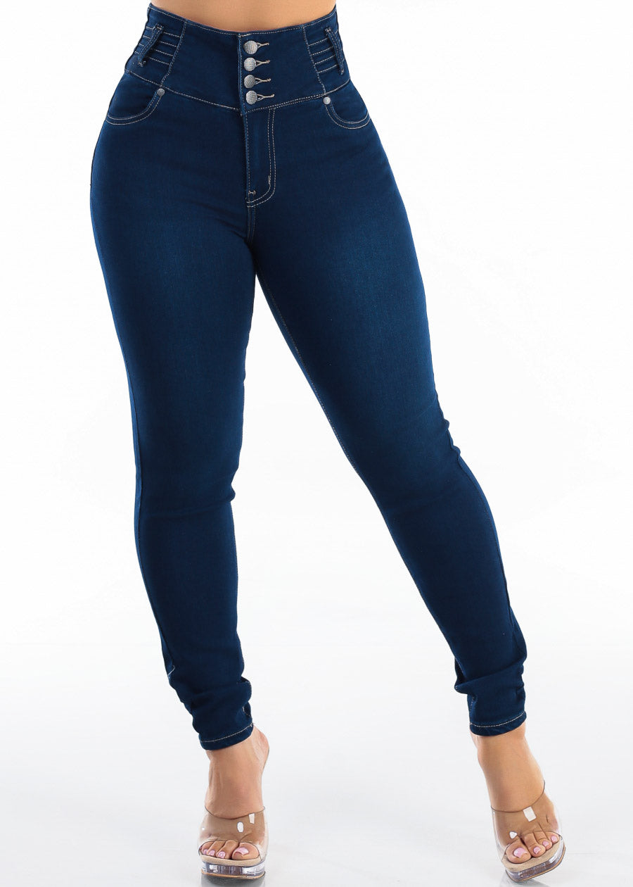 MX JEANS Levantacola Super High Waist Stretch Skinny Jeans Dark Wash