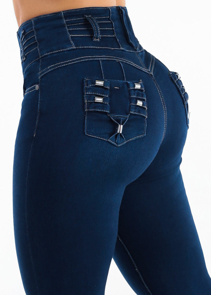 MX JEANS Levantacola Super High Waist Stretch Skinny Jeans Dark Wash