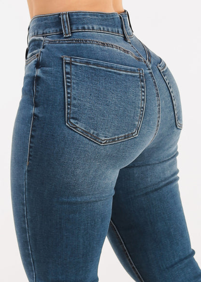 Super High Waist Butt Lift Bootcut Jeans Med Wash