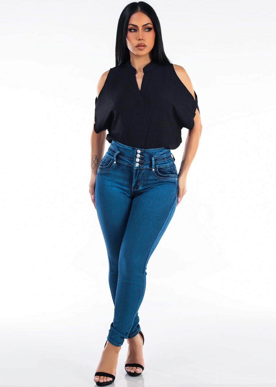 MX JEANS Levantacola Super High Waist Stretch Skinny Jeans Mid Sand Wash
