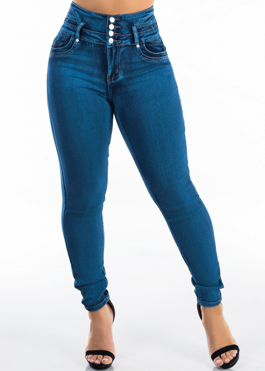 MX JEANS Levantacola Super High Waist Stretch Skinny Jeans Mid Sand Wash