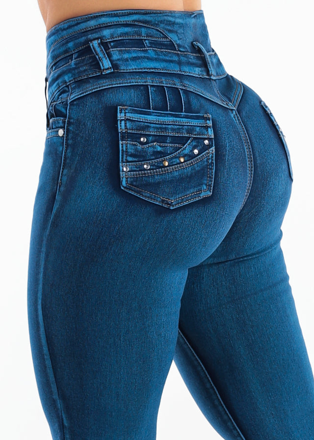 MX JEANS Levantacola Super High Waist Stretch Skinny Jeans Mid Sand Wash