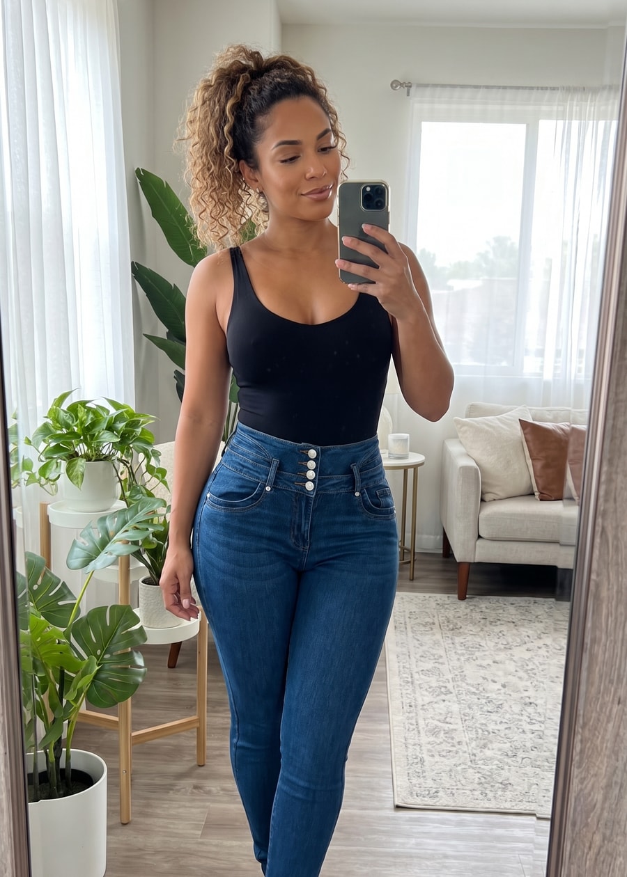MX JEANS Levantacola Super High Waist Stretch Skinny Jeans Mid Sand Wash, view 9 of 11