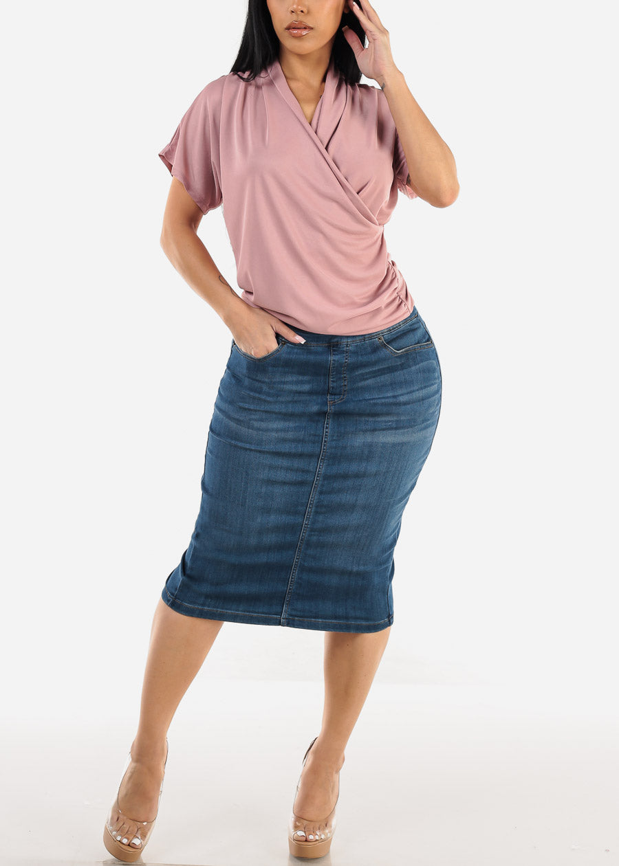 Butt Lift High Waisted Stretchy Denim Pencil Skirt 