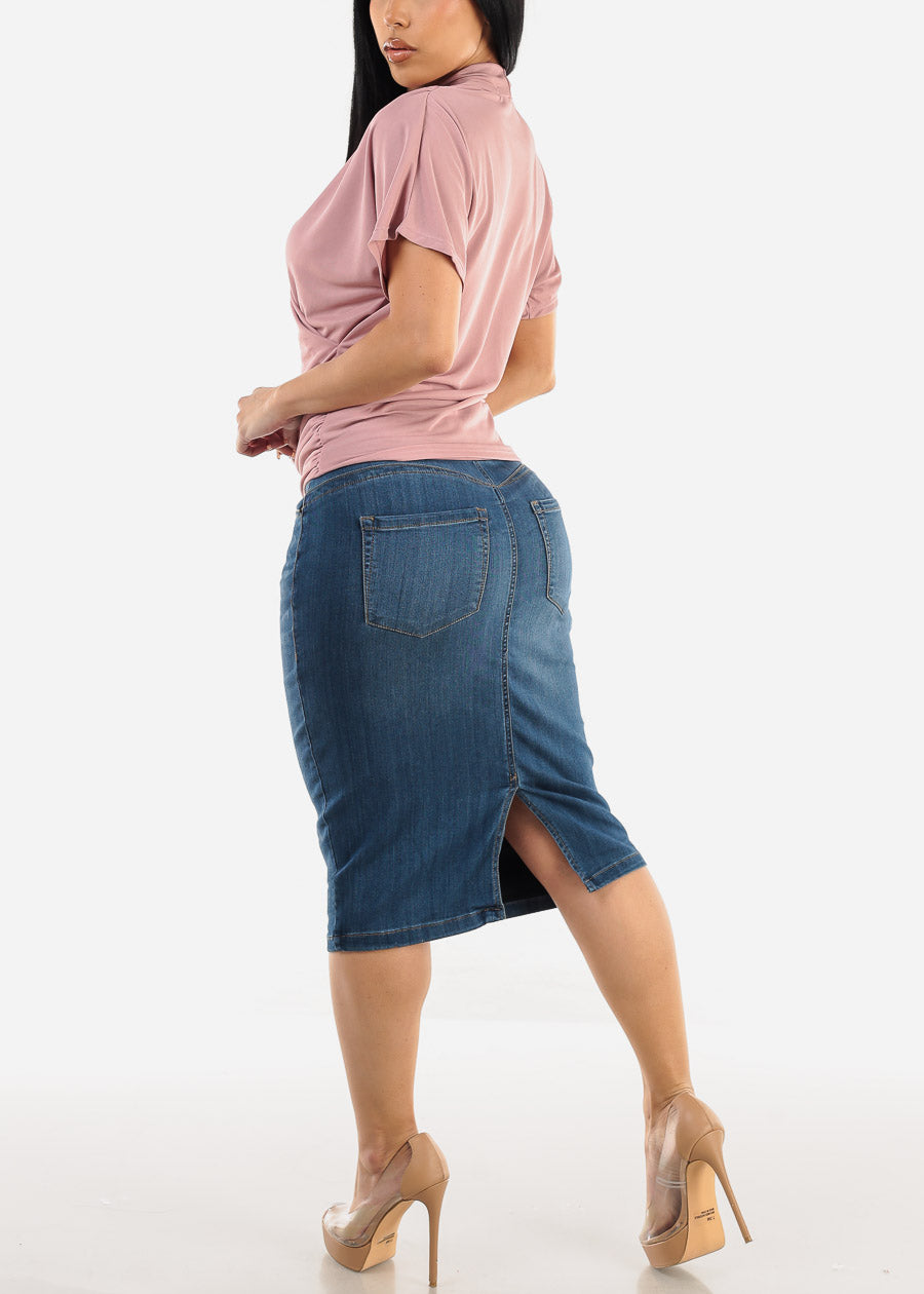 Butt Lift High Waisted Stretchy Denim Pencil Skirt