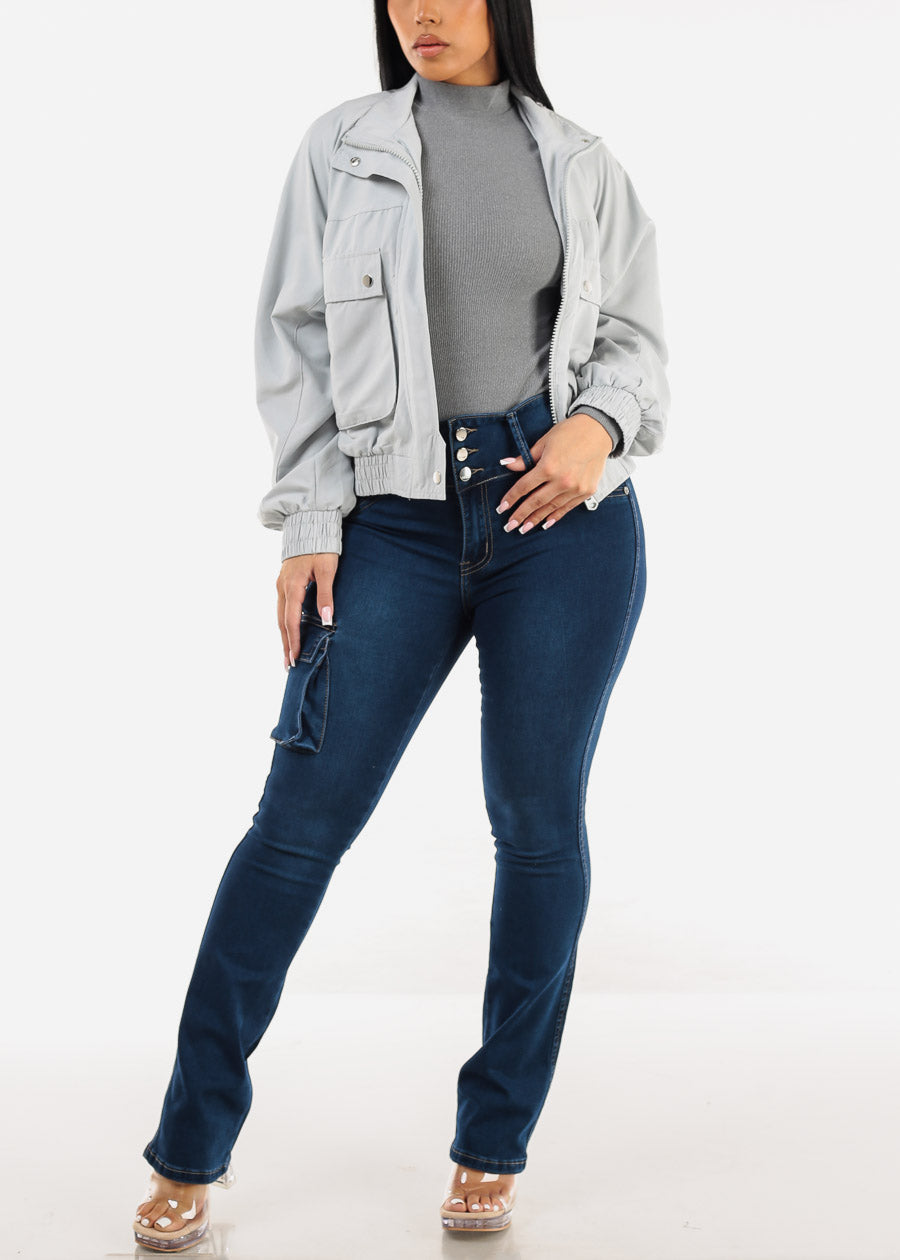 Butt Lift High Waist Cargo Bootcut Jeans 