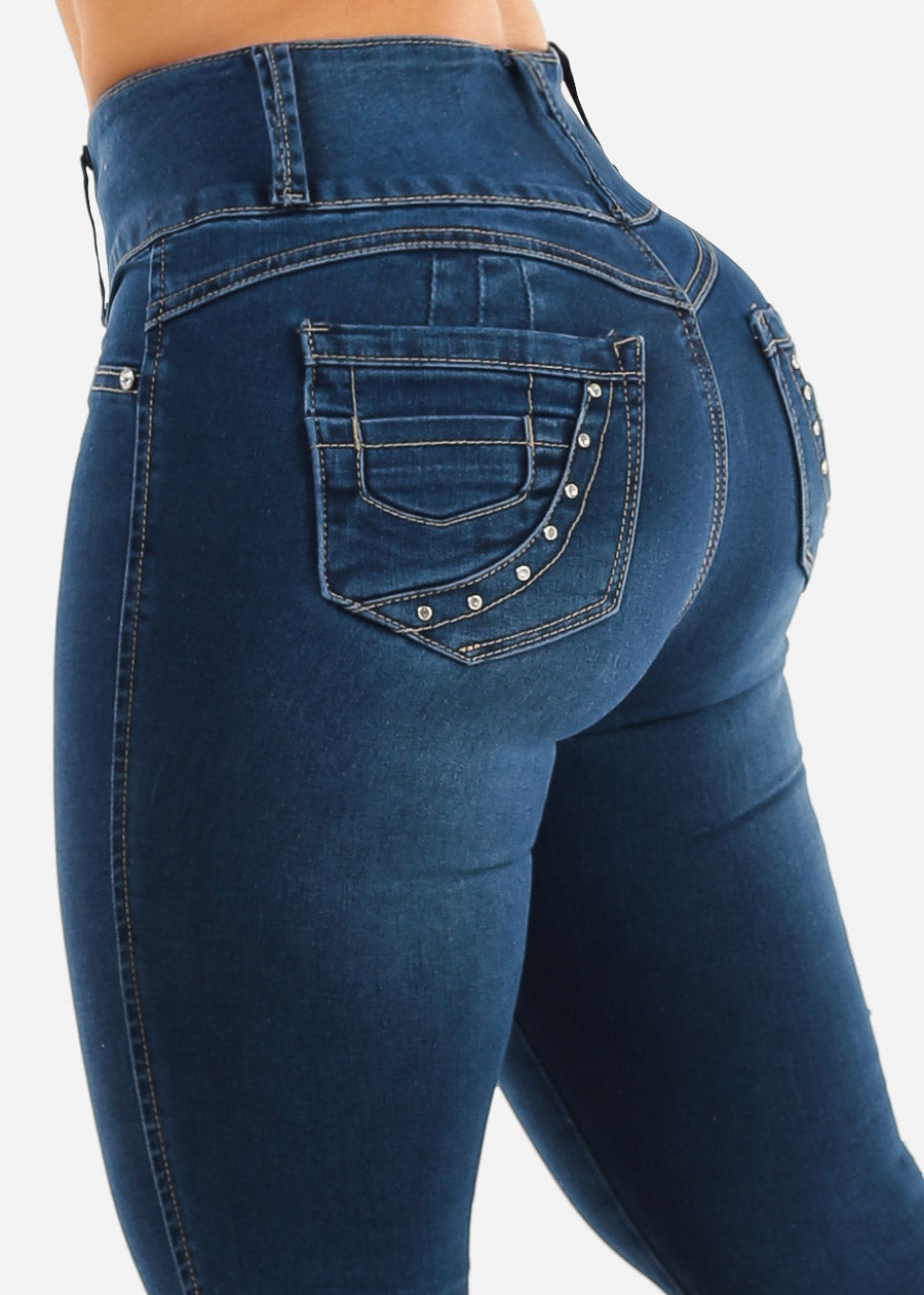 Butt Lift High Waist Cargo Bootcut Jeans 