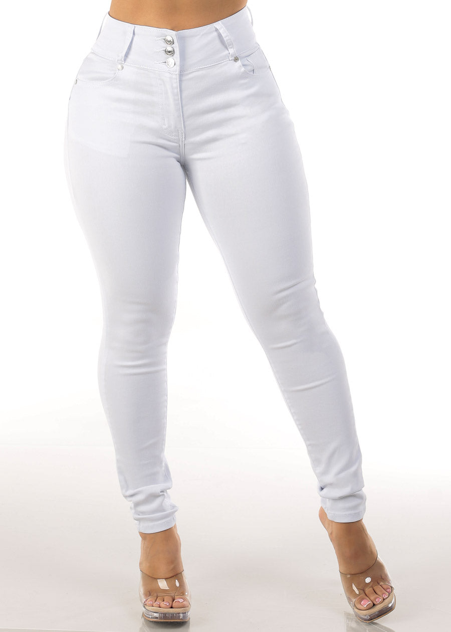 MX JEANS Levantacola High Waist Stretch Skinny Jeans White