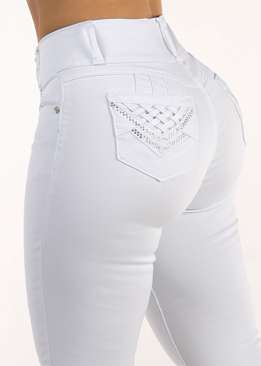 MX JEANS Levantacola High Waist Stretch Skinny Jeans White