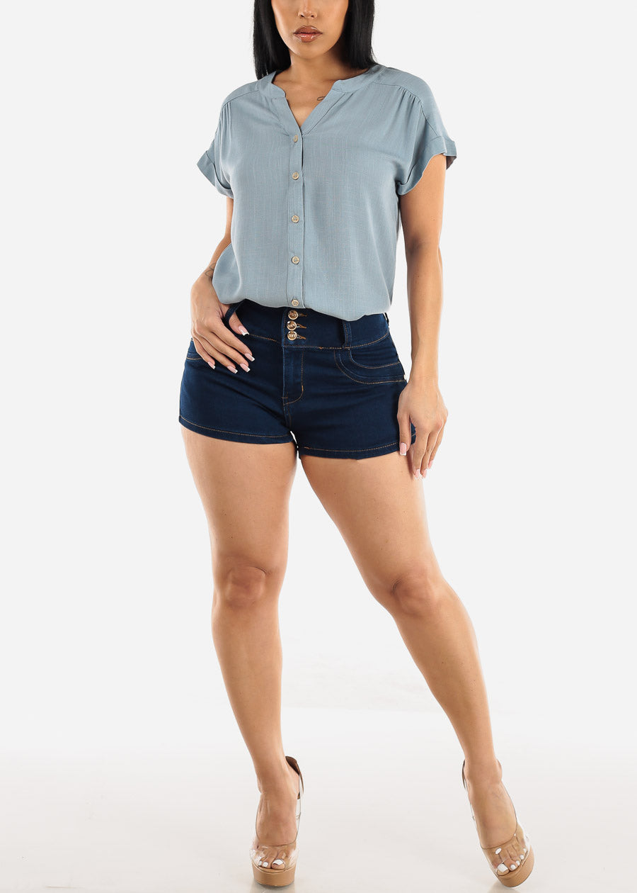 Butt Lift High Waist Dark Denim Shorts