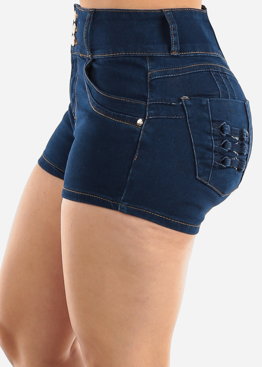 Butt Lift High Waist Dark Denim Shorts