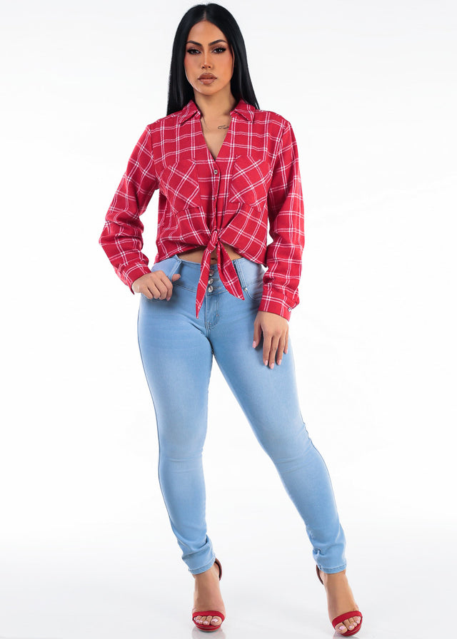 Butt Lift Mid Rise Stretch Skinny Jeans Light Wash