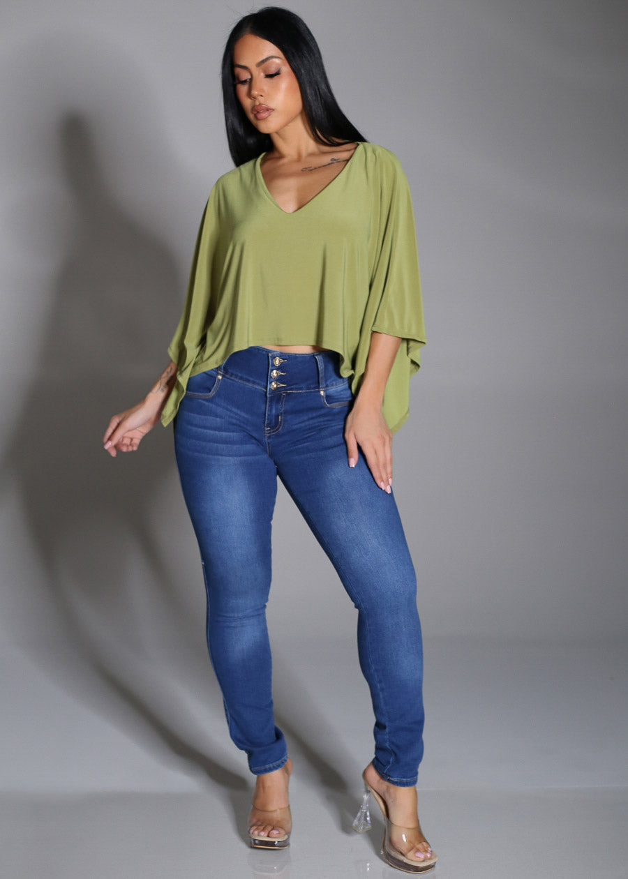 Butt Lift Mid Rise Stretch Skinny Jeans Dark Blue