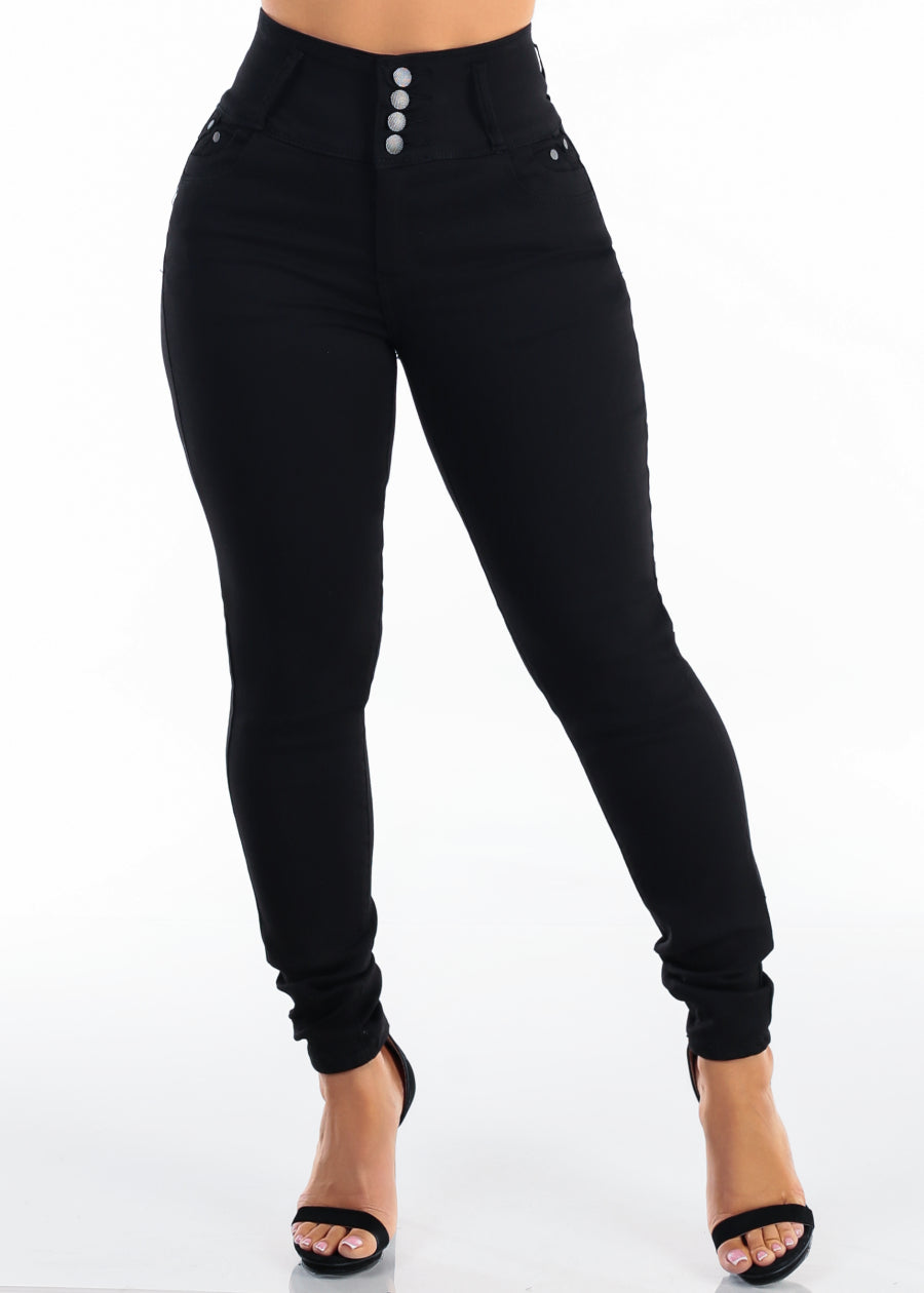 MX JEANS Butt Lift Super High Waist Stretch Skinny Jeans Black