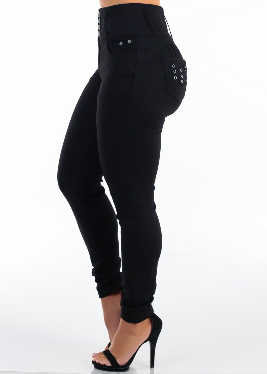 MX JEANS Butt Lift Super High Waist Stretch Skinny Jeans Black