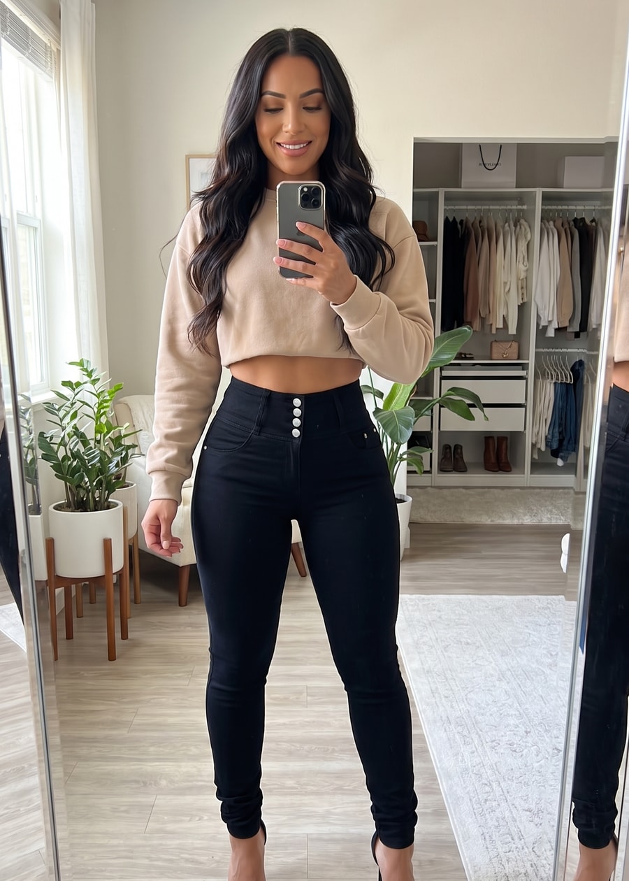 MX JEANS Butt Lift Super High Waist Stretch Skinny Jeans Black, view 11 of 14