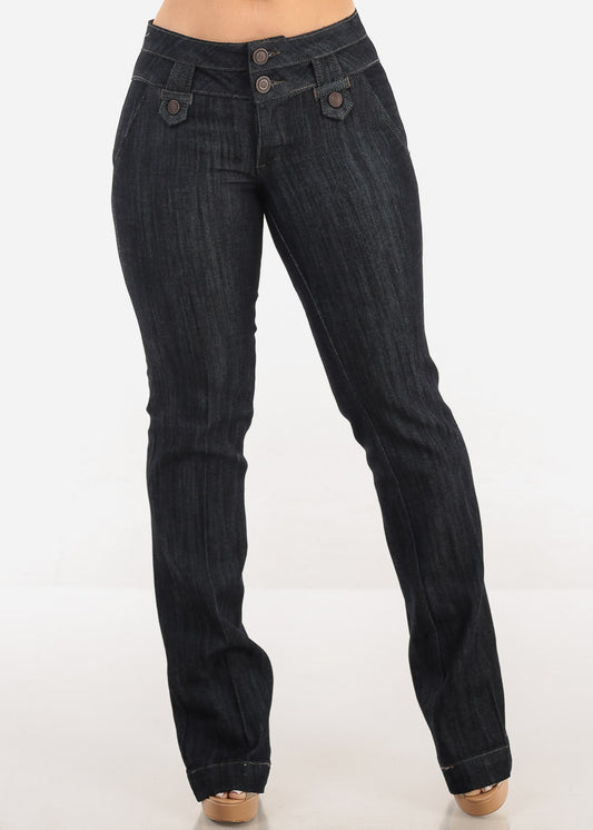 Dark Wash Low Rise Bootcut Jeans