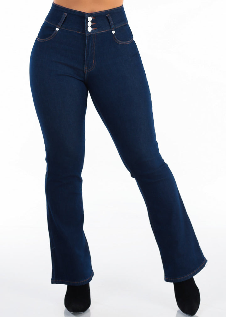 Butt Lift High Waist Stretch Bootcut Jeans Dark Wash