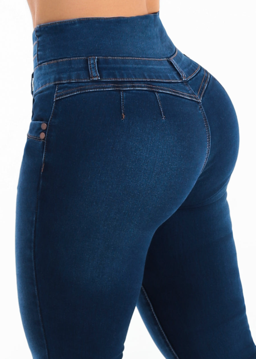 MX JEANS Butt Lift Thick Waist Stretch Bootcut Jeans Dark Wash