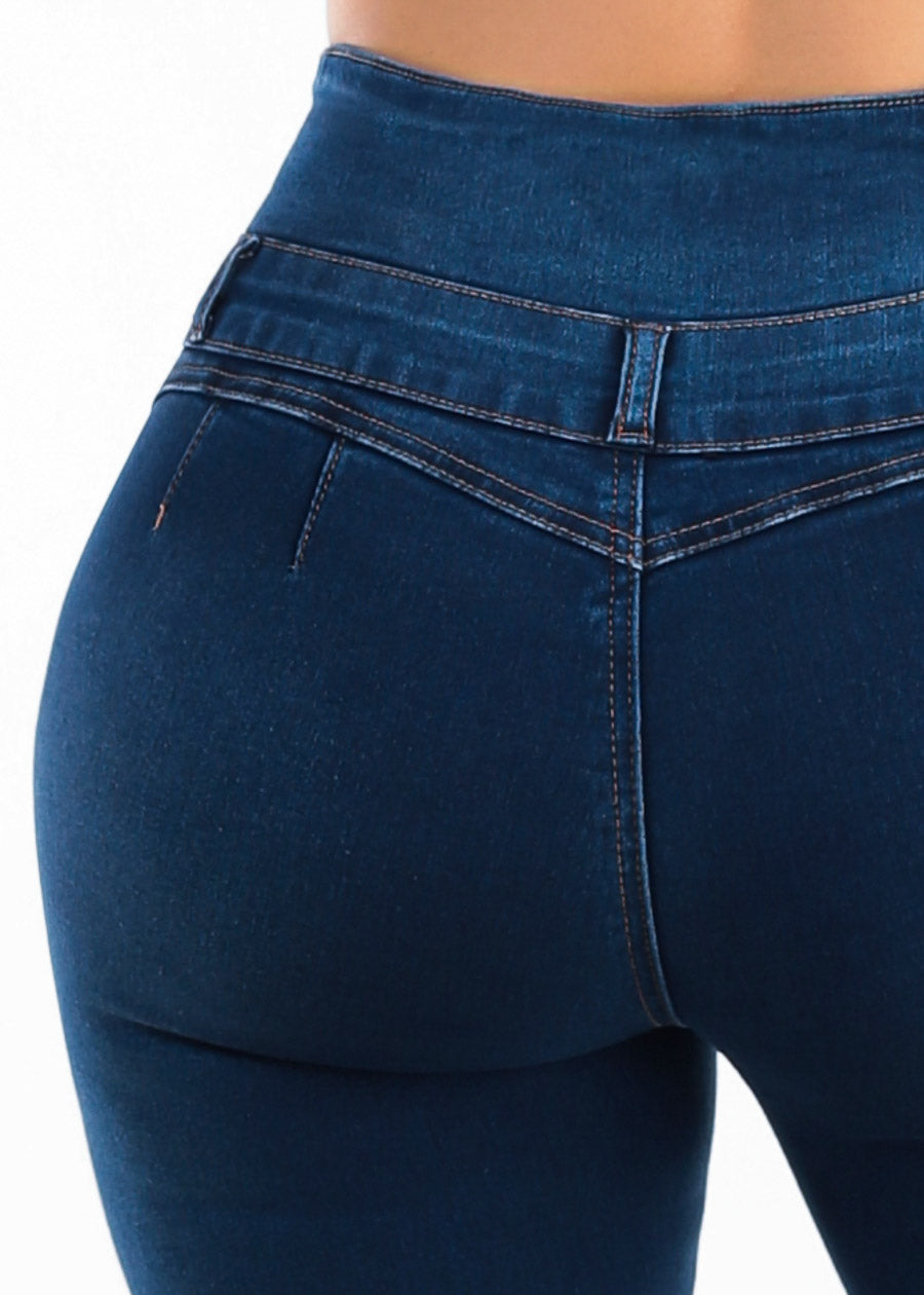MX JEANS Butt Lift Thick Waist Stretch Bootcut Jeans Dark Wash