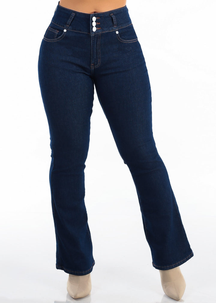 Levantacola High Waist Stretch Bootcut Jeans Dark Wash