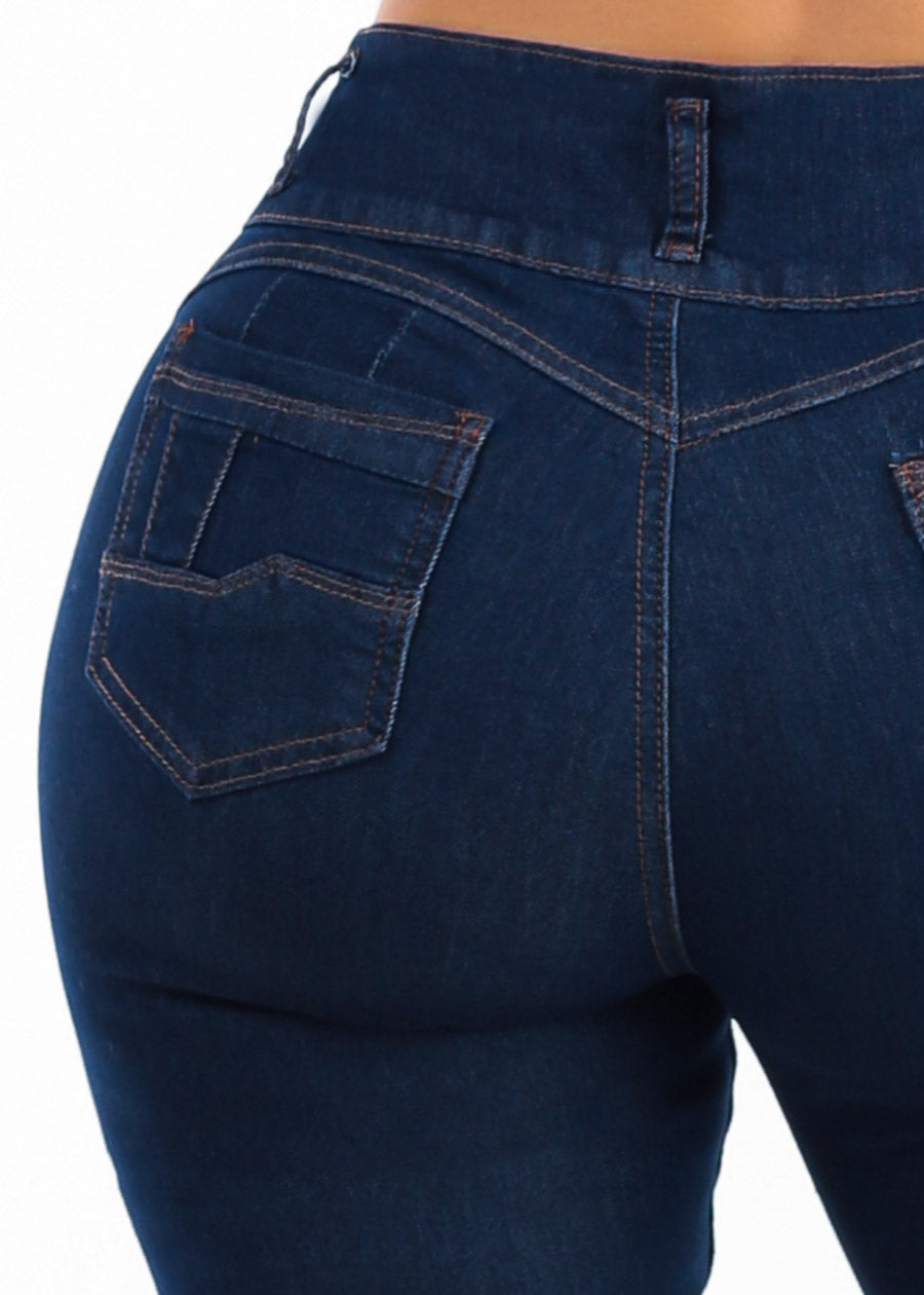 Levantacola High Waist Stretch Bootcut Jeans Dark Wash, view 7 of 7