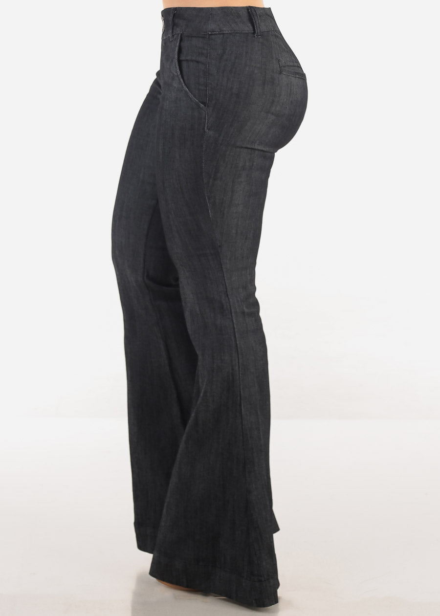 Black Low Rise Flared Bootcut Dressy Pants