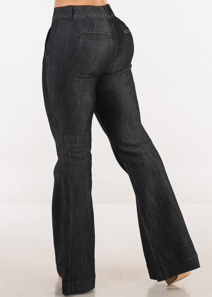 Black Low Rise Flared Bootcut Dressy Pants