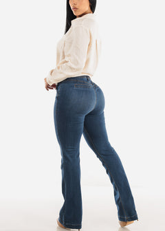 Super High Waisted Butt Lifting Bootcut Jeans Med Wash