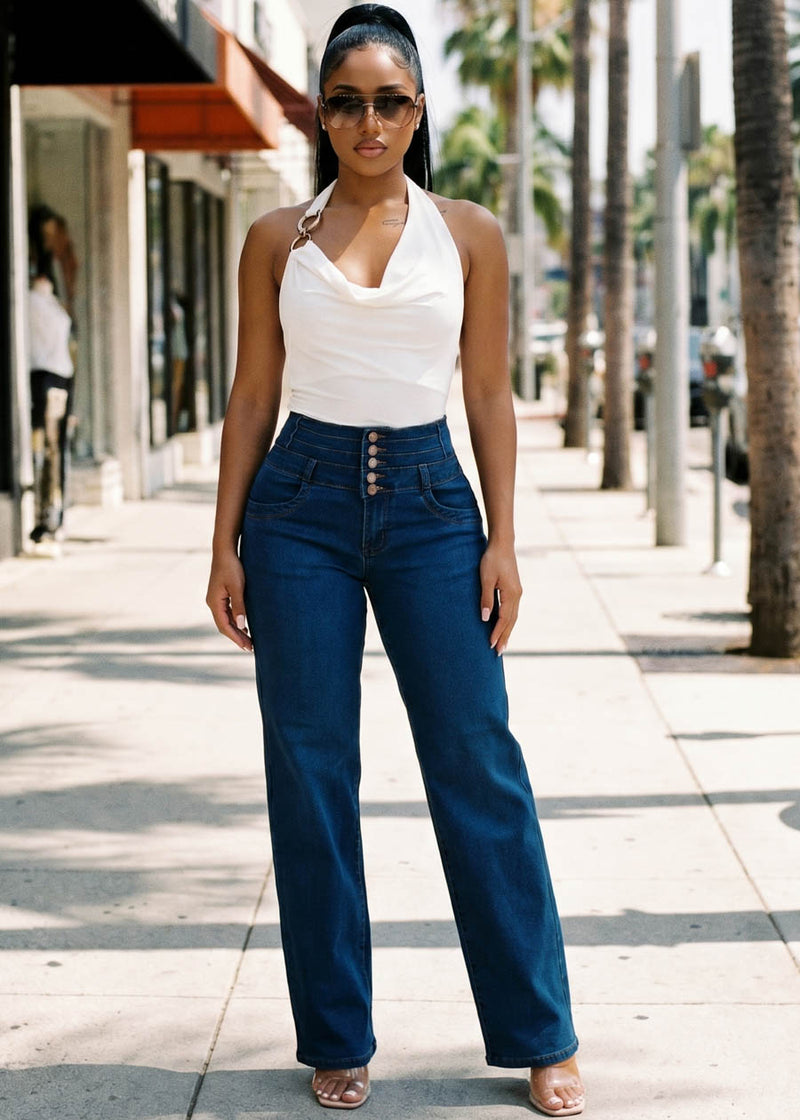 Halter Cowl Neck Stretch Blouse White