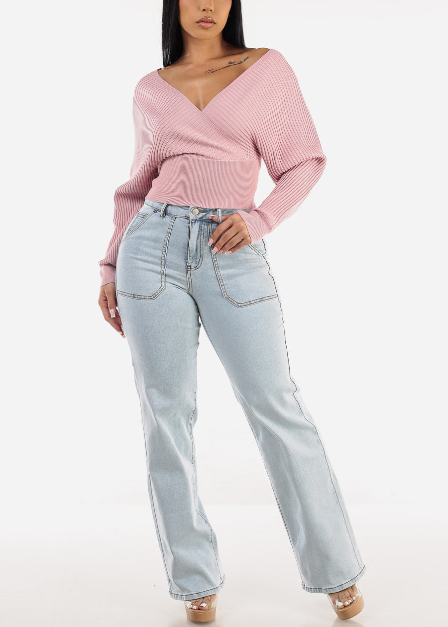 Super High Waist Straight Wide Leg Light Jeans