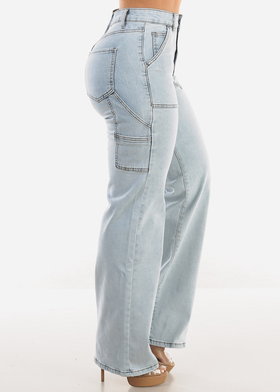 Super High Waist Straight Wide Leg Light Jeans