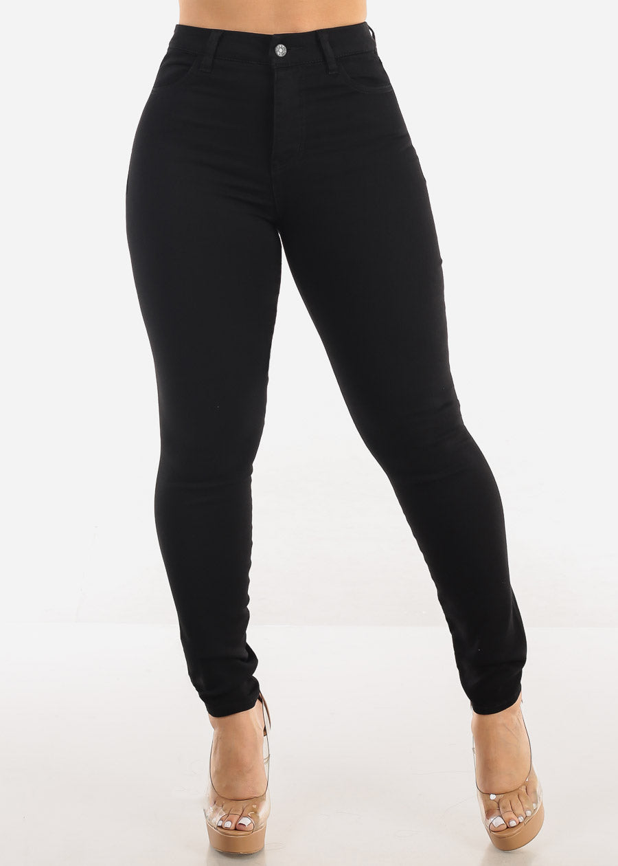 Super High Waist Black Stretchy Skinny Jeans