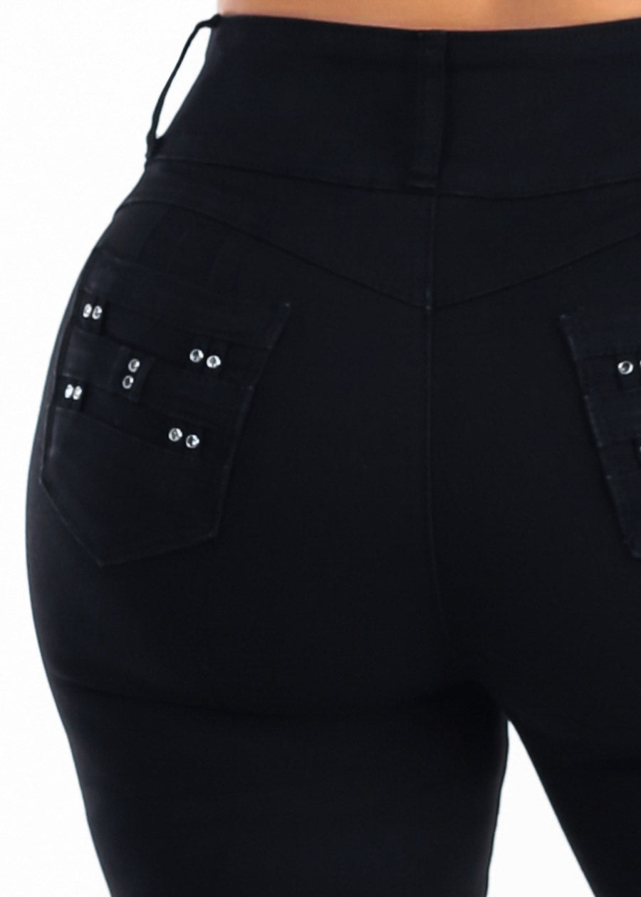 Butt Lift High Waist Stretch Skinny Jeans Black, view 7 of 7