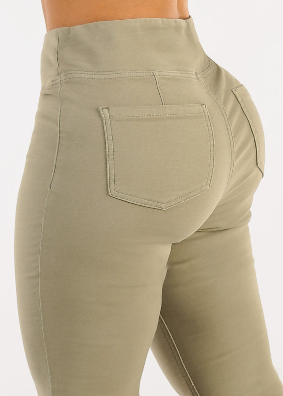 Butt Lift Super High Waist Bootcut Pants Light Olive