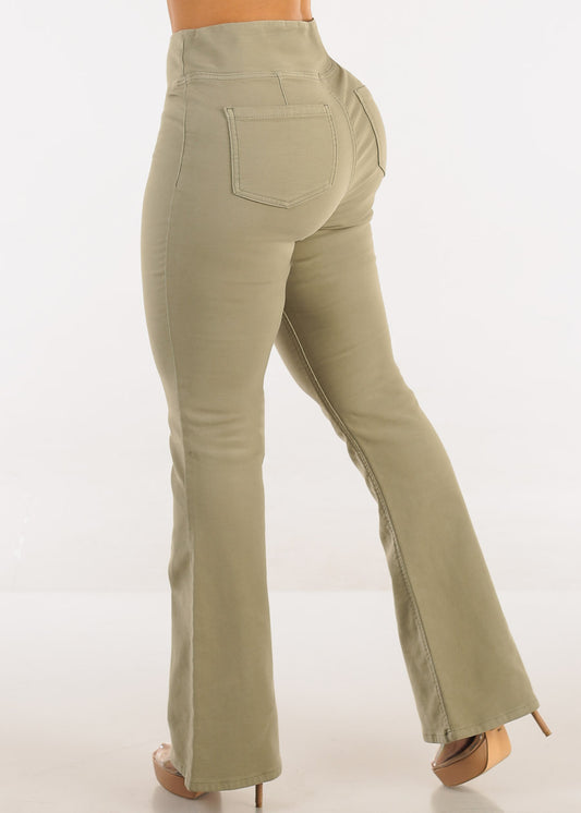 Butt Lift Super High Waist Bootcut Pants Light Olive