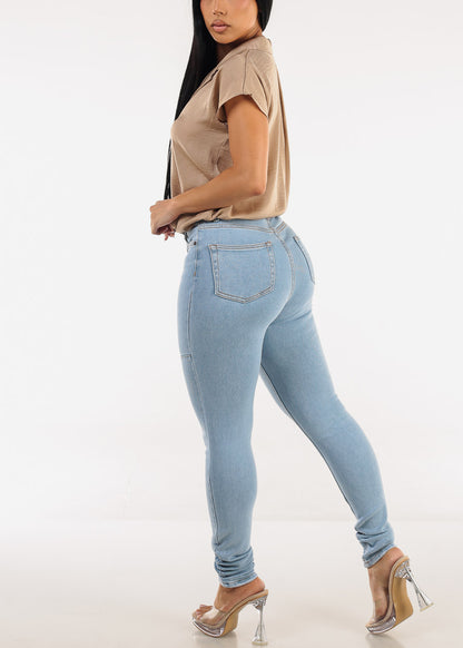 Super High Waist Stretchy Skinny Jeans Light Wash
