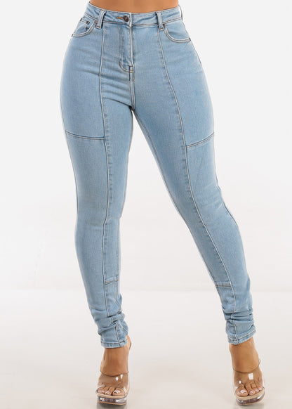 Super High Waist Stretchy Skinny Jeans Light Wash