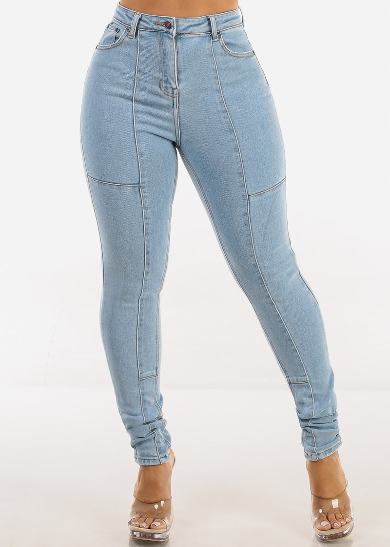 Super High Waist Stretchy Skinny Jeans Light Wash