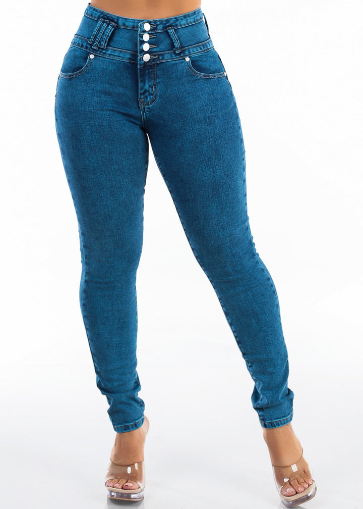 Levantantacola High Waist Stretch Skinny Jeans Dark Acid Wash