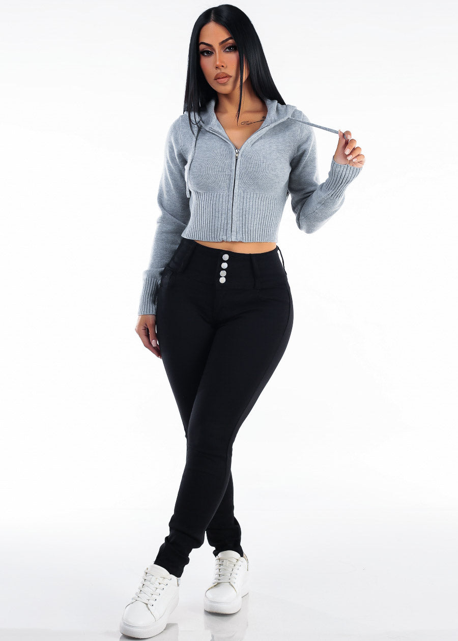 Levantacola High Waist Black Stretch Skinny Jeans, view 2 of 7