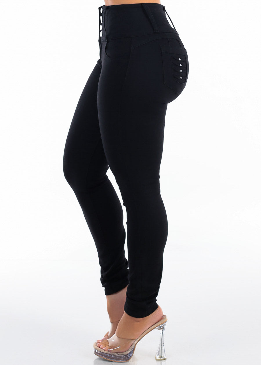 Levantacola High Waist Black Stretch Skinny Jeans, view 4 of 7