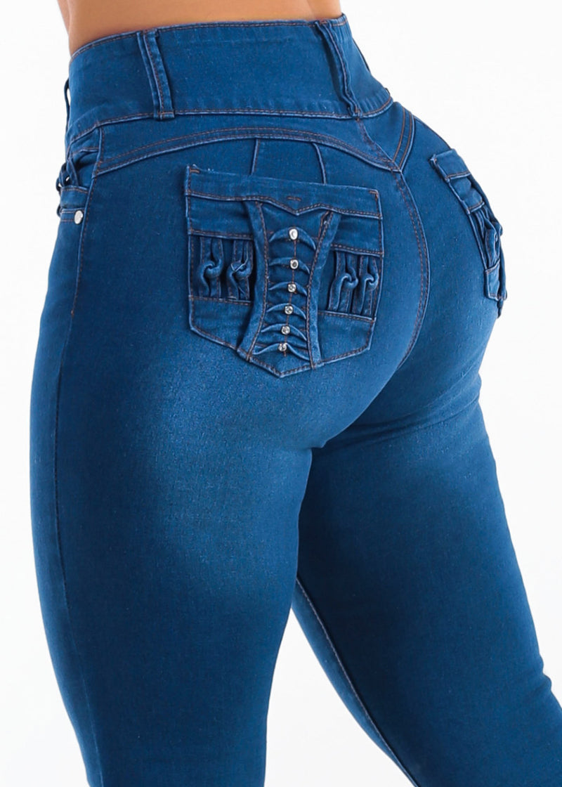 Levantacola High Rise Stretch Skinny Jeans Indigo