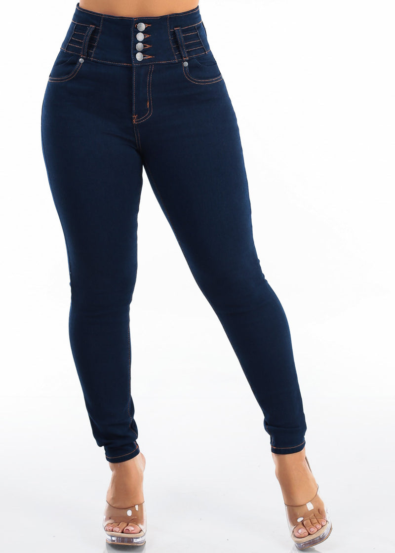 Levantacola Super High Rise Stretch Skinny Jeans Dark Wash