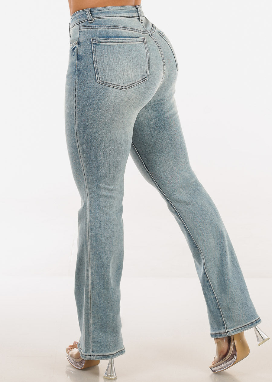 High Waist Stretchy Bootcut Jeans Light Wash
