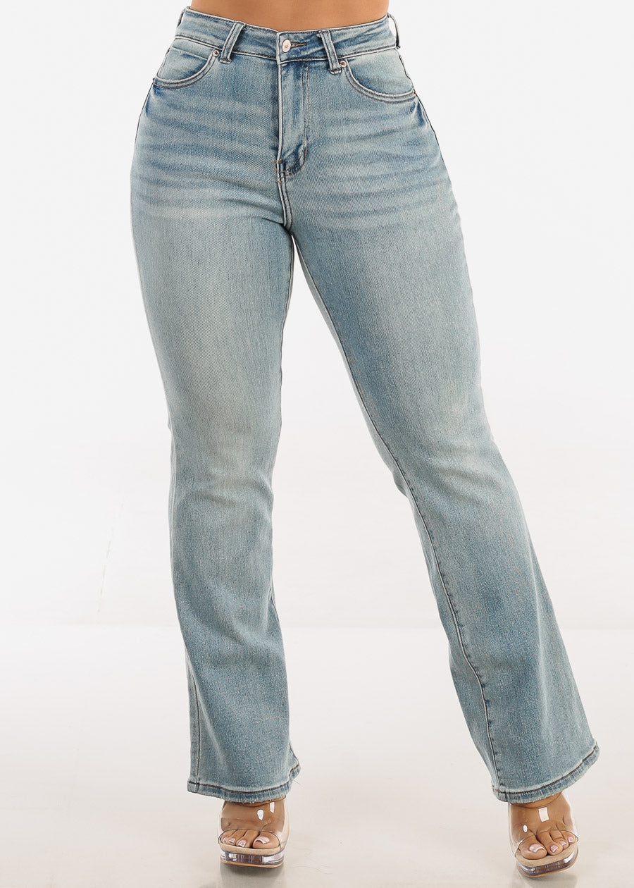 High Waist Stretchy Bootcut Jeans Light Wash