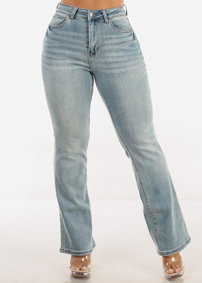 High Waist Stretchy Bootcut Jeans Light Wash